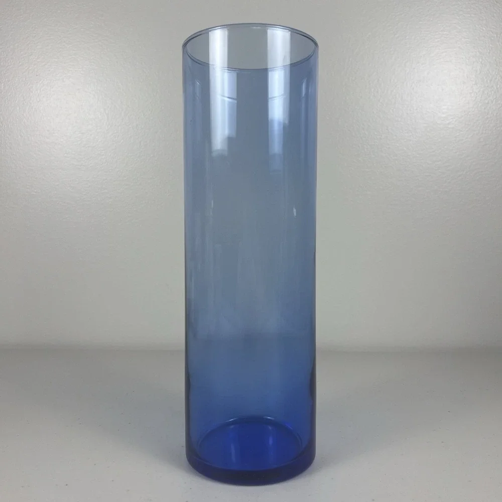Cobalt Blue Glass Cylindrical Vase Large Floral‎ Centerpiece 10.25